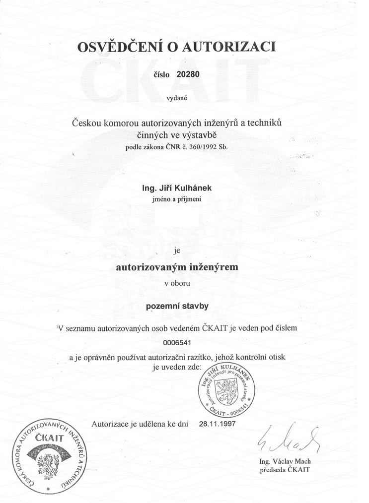 Osv�d�en� o autorizaci